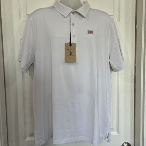 Chubbies The Mr. Fantastic White Stretch Performance Polo Shirt Flag Logo XXL